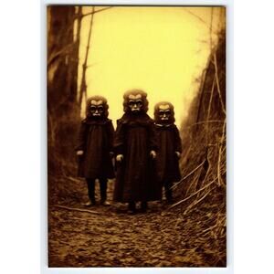 Creepy Halloween Photo 4x6 Glossy Paper Kids in Vintage Masks